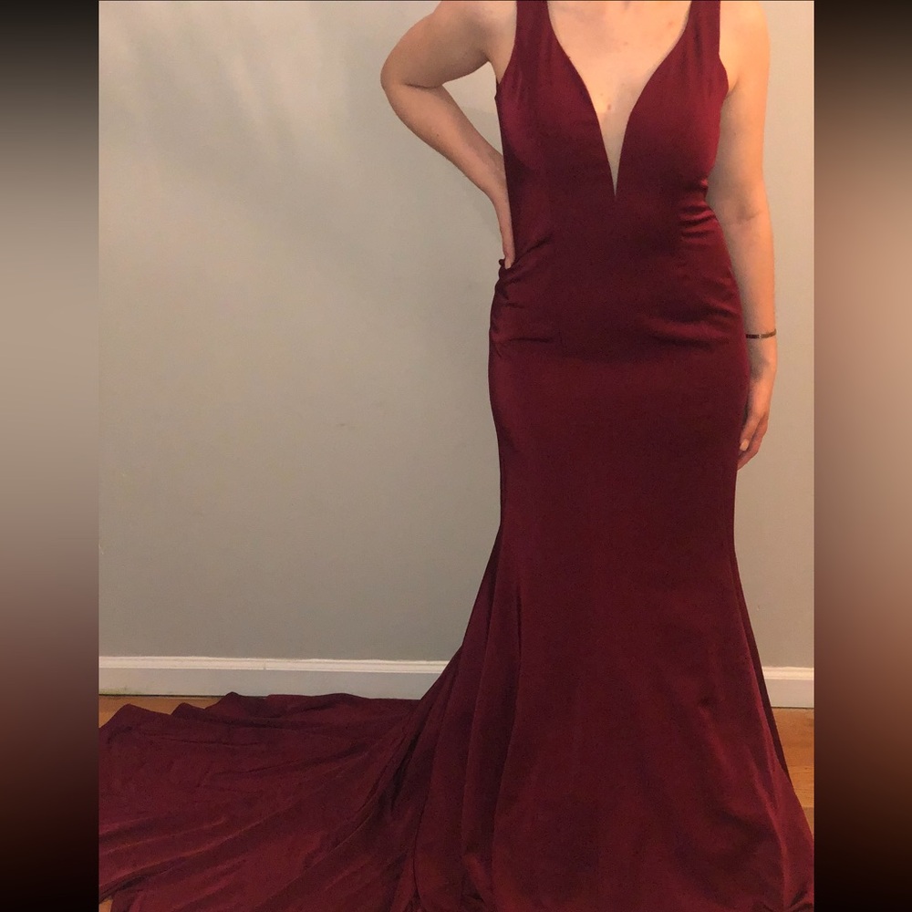 Open back dress with a train